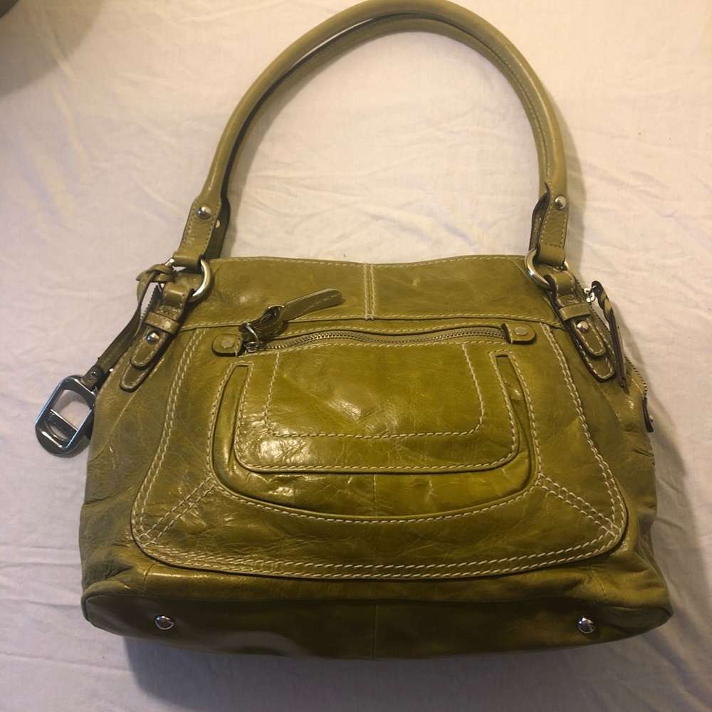 100% Leather Tignanello Bag -Deep Chartreuse Green